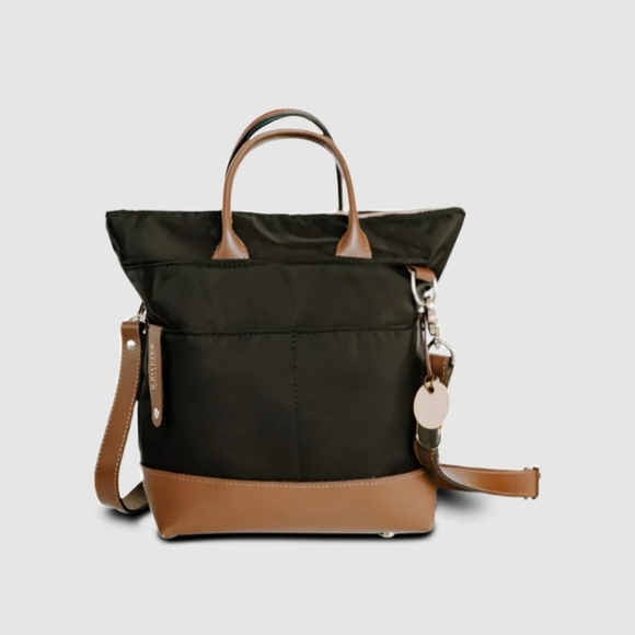 R.Riveter Handbags - R.Riveter Women's Otto Signature Black Canvas Tote with Brown Leather Bag